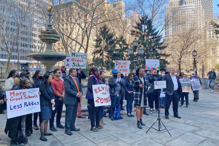 Charter schools and supporters rally in City Hall Park