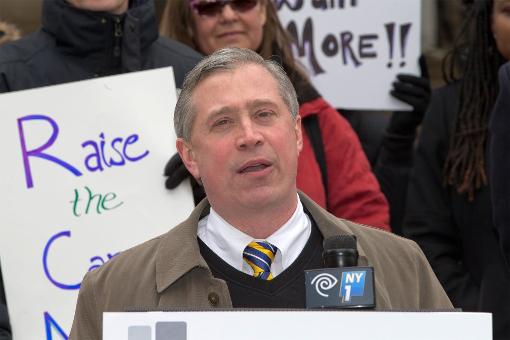 James Merriman, CEO of the New York City Charter School Center, at a rally for Charter Schools on City Hall 