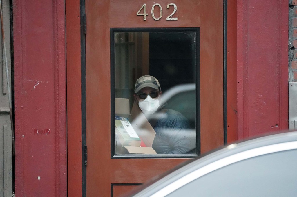 David seen leaving his Manhattan apartment amid the controversy. 