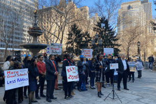 Charter schools, supporters met at City Hall Park on Wednesday, calling on legislators to increase their seats by reissuing charters for schools that have closed.