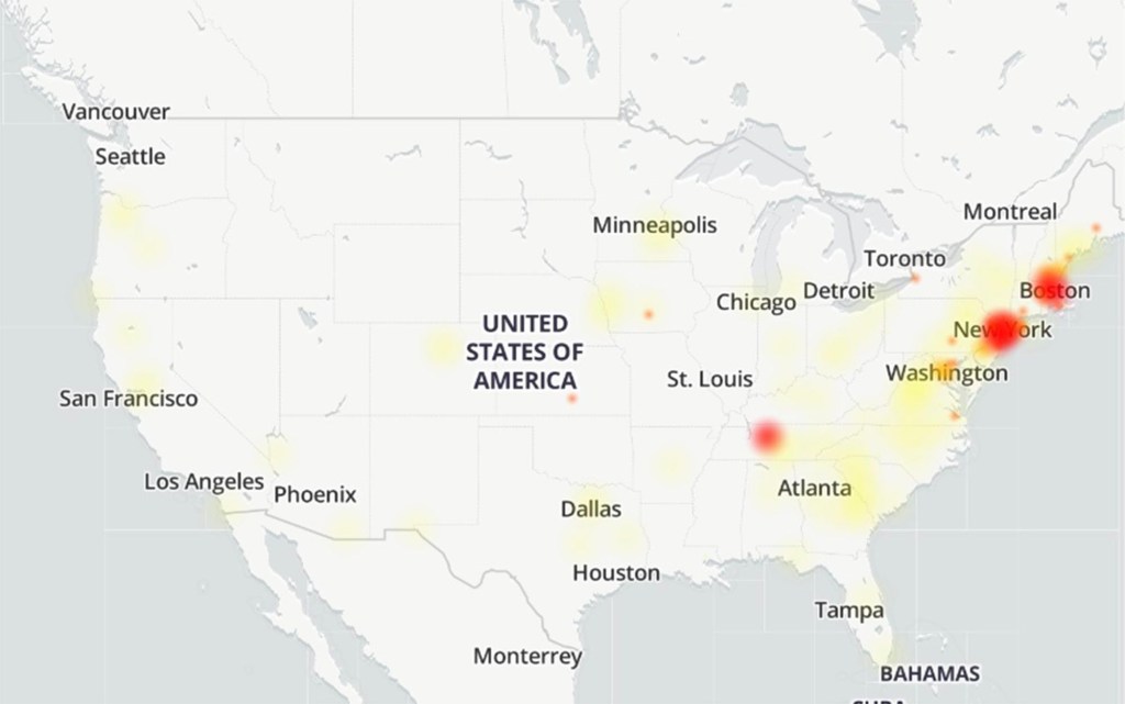 Downdetector Verizon outage map