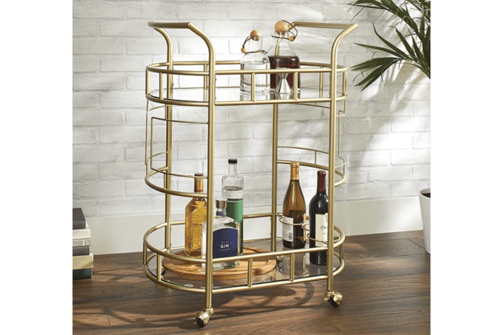 Better Homes & Gardens Gold Metal and Glass Fitzgerald Serving Bar Cart