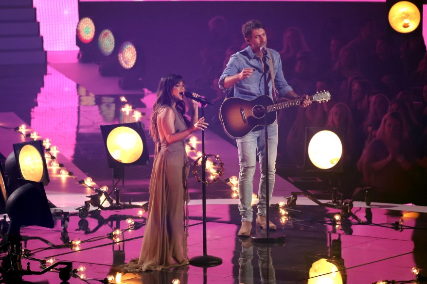 Maren Morris and Ryan Hurd performing