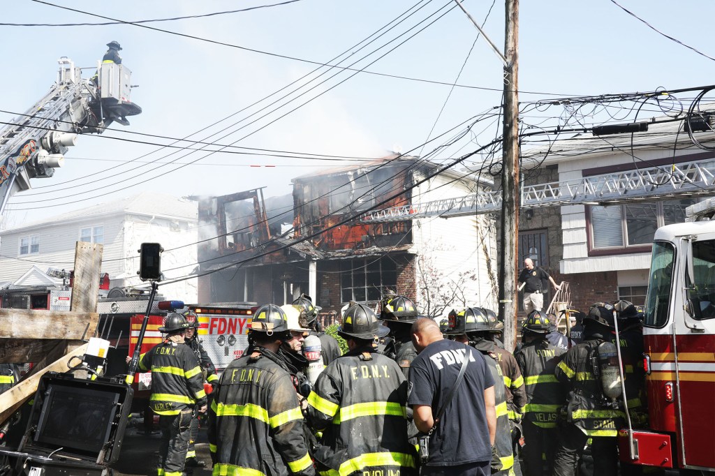 Firefighters of the FDNY responding to the 3 alarm fire that took the life of Timothy Klein. 