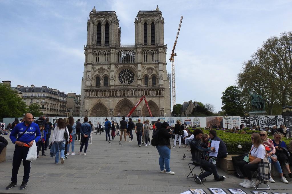 Tourists are now able to see the reconstruction of the Notre Dame Cathedral in Paris after a forecourt opened on April 12, 2022.