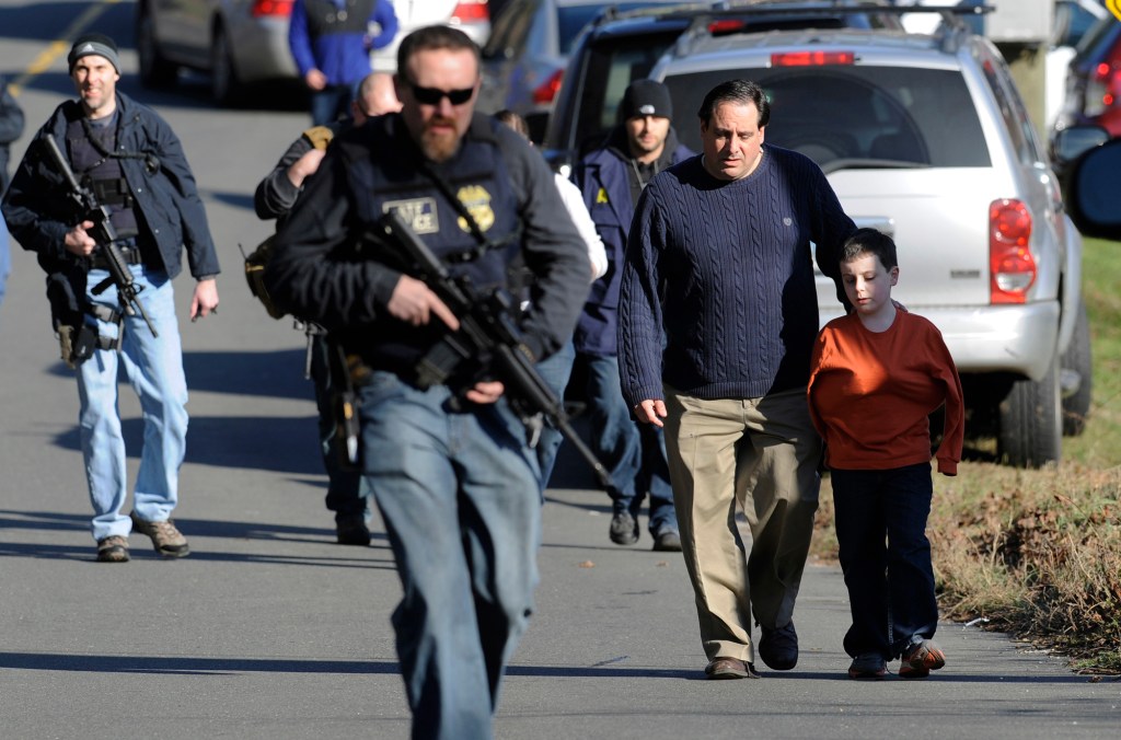 Police at the scene of the Sandy Hook massacre