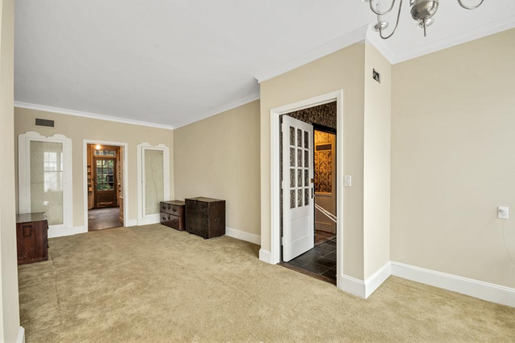 One of six rooms throughout the three-story home.