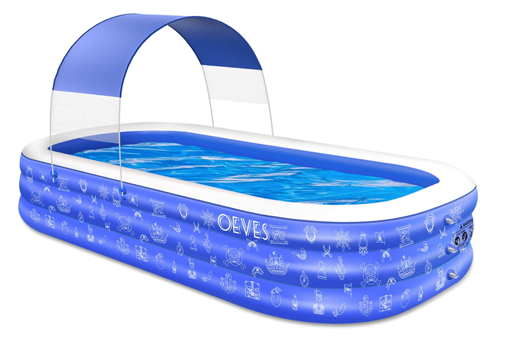 Large shaded inflarable pool