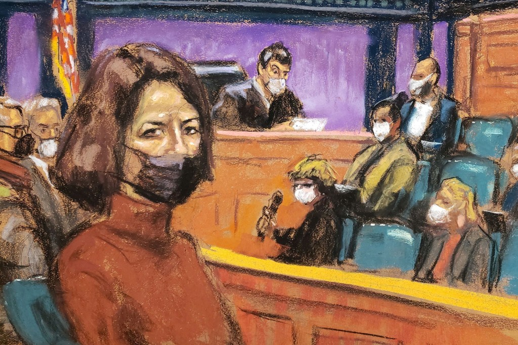 A courtroom sketch of Ghislaine Maxwell during her trial in December 2021.