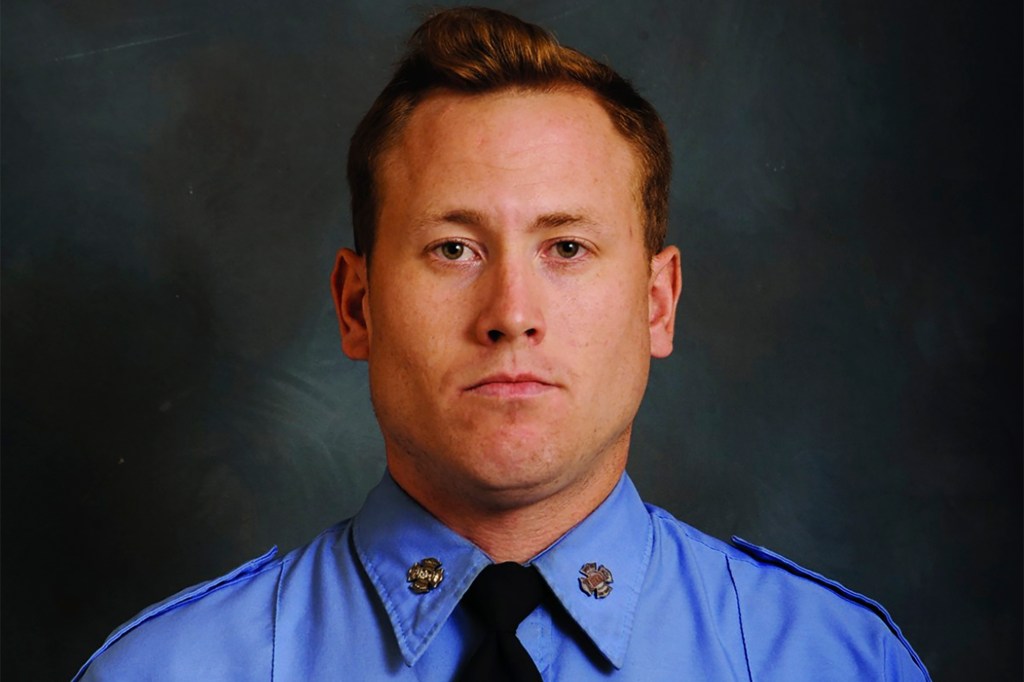 This image provided by the New York City Fire Department shows the official department photo of firefighter Timothy Klein. Klein and a civilian died Sunday, April 24, 2022, in a Brooklyn house fire, in New York.