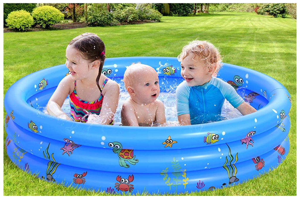 Kids swimming in kiddie pool