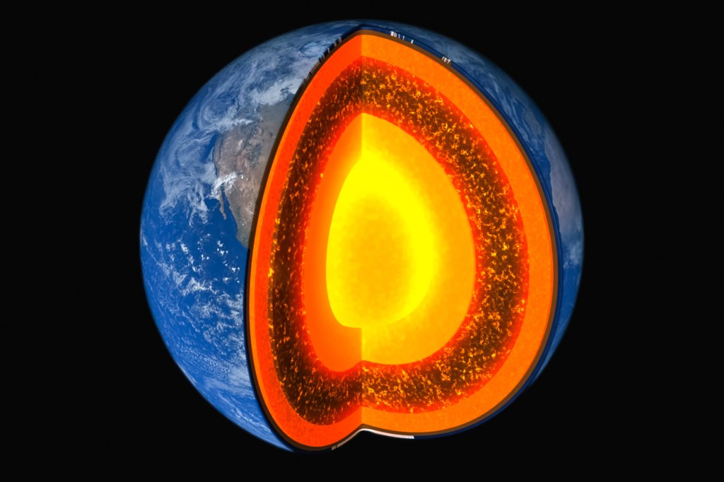 Illustration of the structure of the planet Earth.