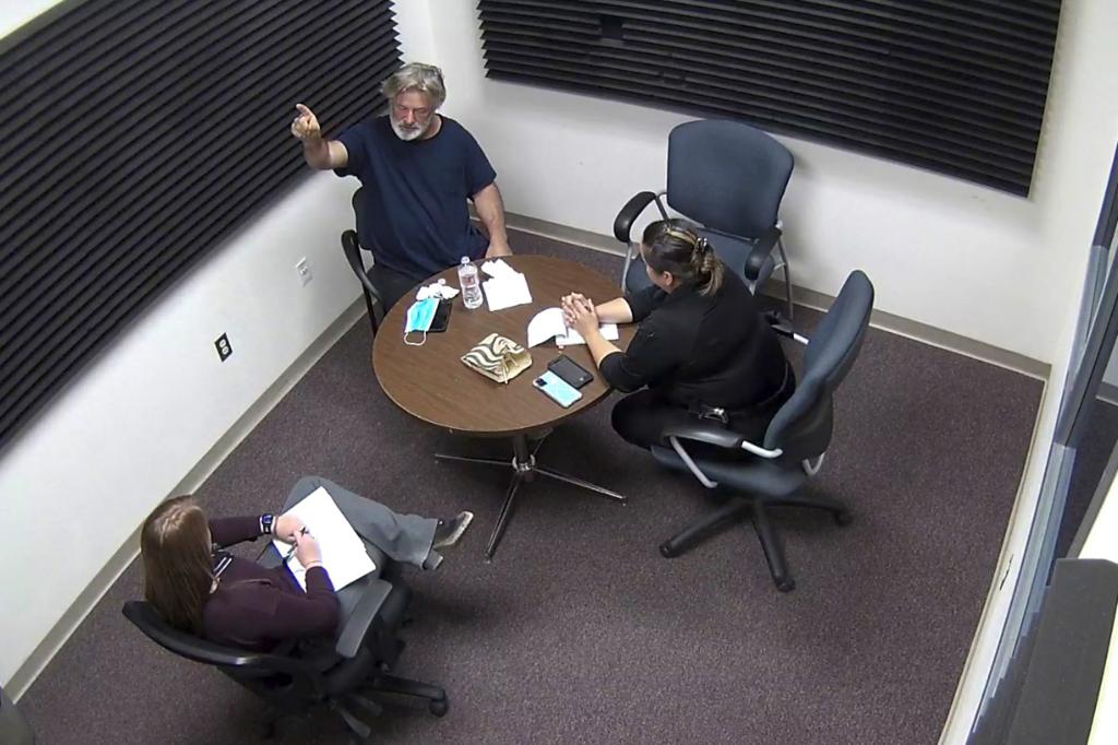 Alec Baldwin being interviewed at the sheriff's office.