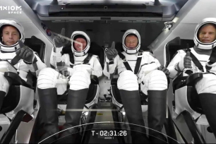 SpaceX crew seated in the Dragon spacecraft on Friday, April 8, 2022 in Cape Canaveral, Fla.