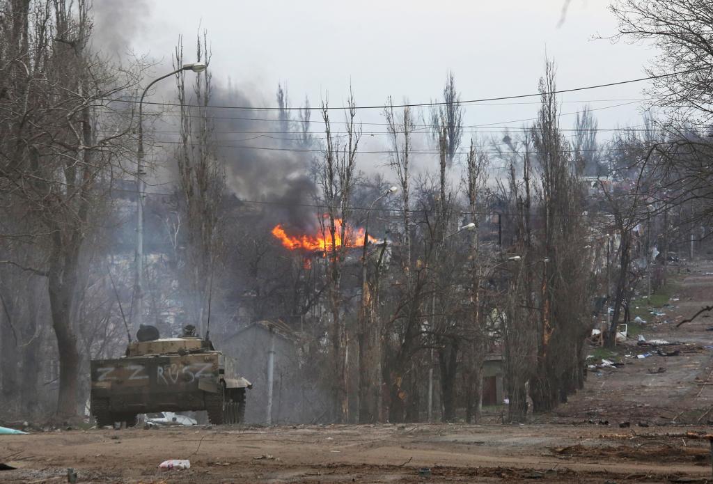 An armoured vehicle of pro-Russian troops