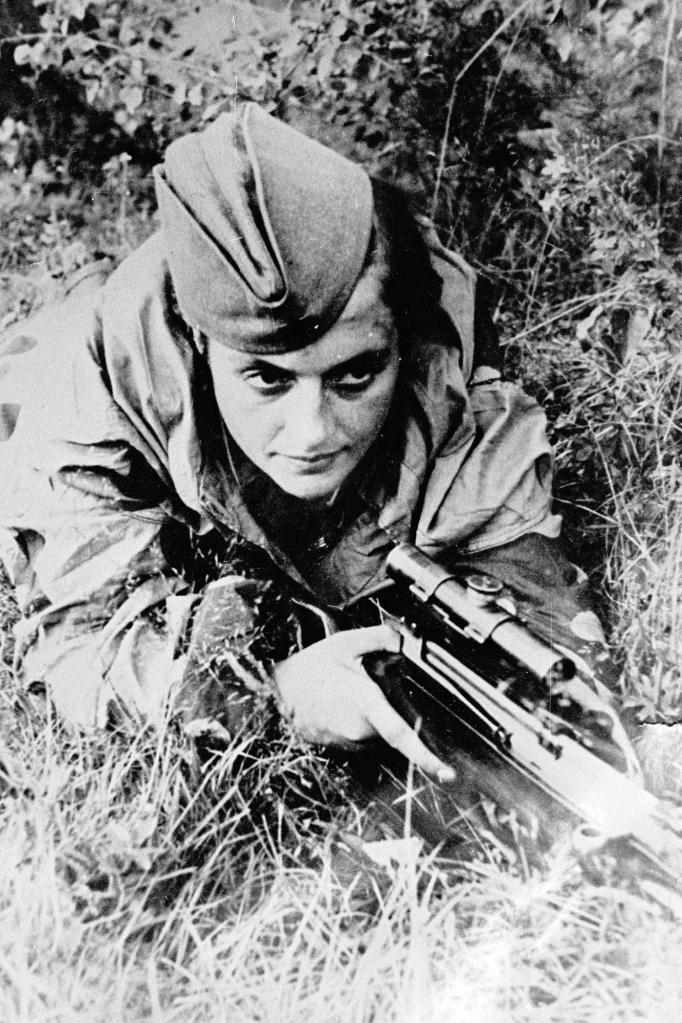 Lyudmila Pavlichenko is seen on the lookout defending Sevastopol in the Soviet Union on June 6, 1942.