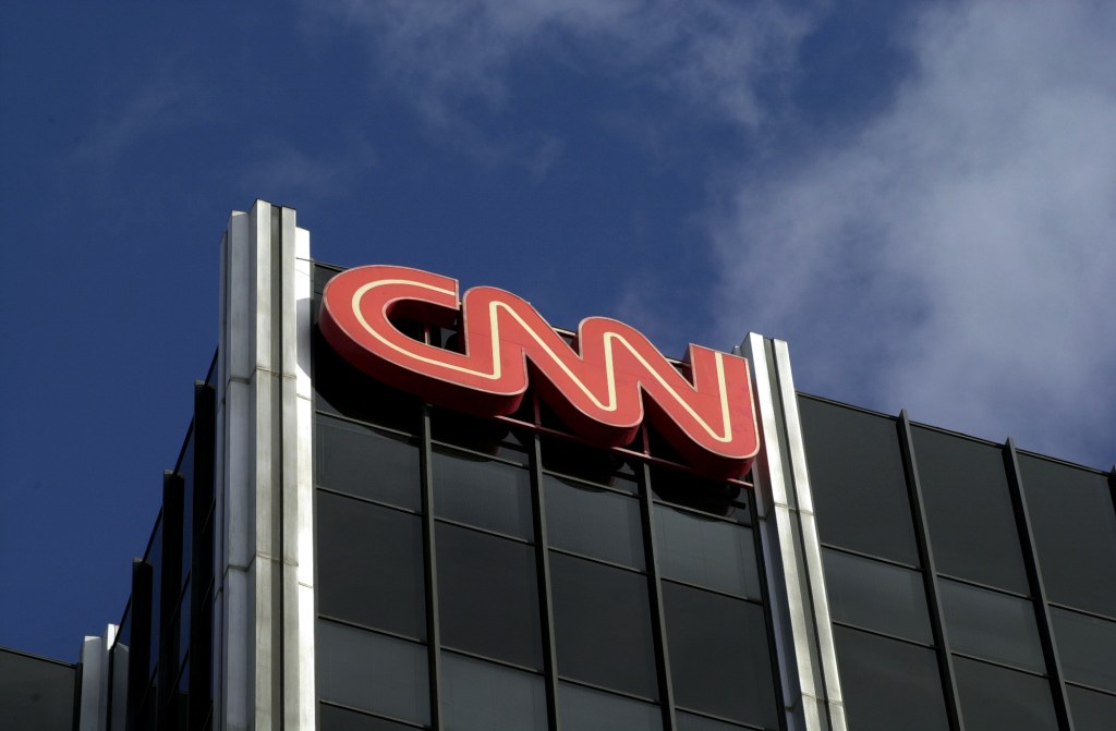 The Cable News Network (CNN) logo adorns the top of CNN's offices on the Sunset Strip