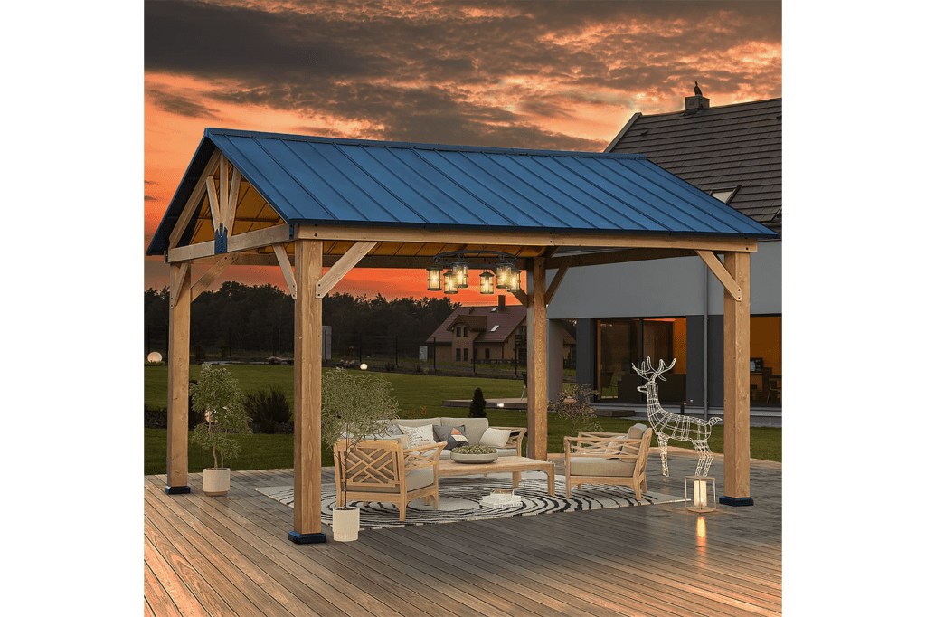 Hard top and wood gazebo