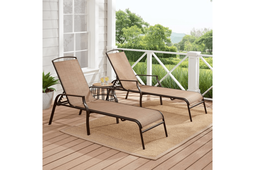 Mainstays Sand Dune Outdoor Chaise Lounge (Set of 2), beige