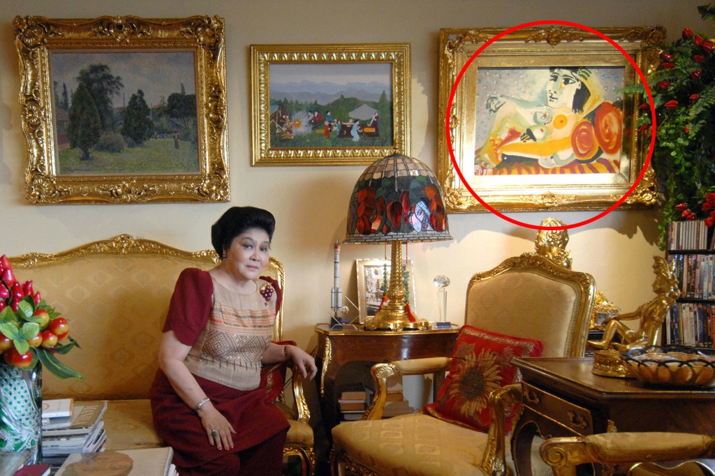 Imelda Marcos pictured in 2007. The Picasso painting is seen at the upper right.