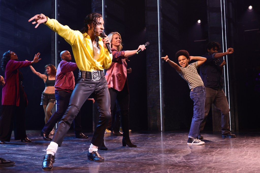 Myles Frost, Whitney Bashor and Walter Russell III in "MJ: The Michael Jackson Musical."