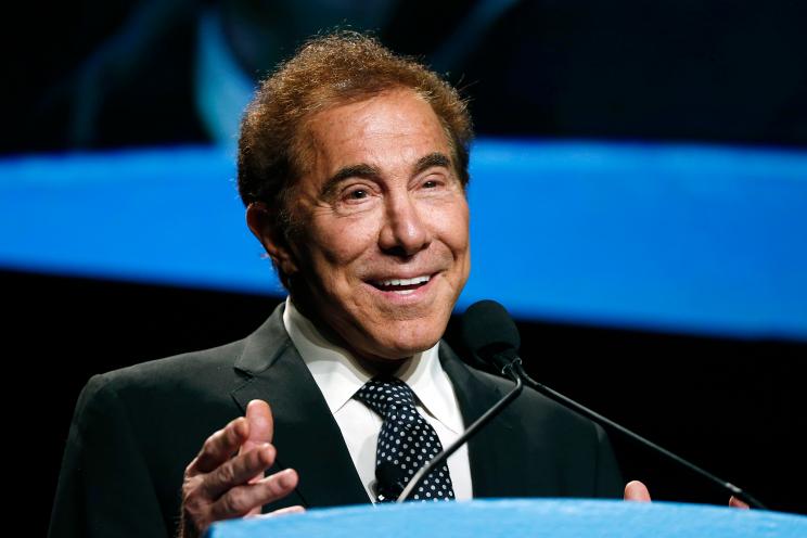 Steve Wynn, CEO of Wynn Resorts, delivers the keynote address at Colliers International Annual Seminar at the Boston Convention Center in Boston.