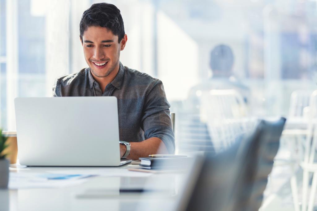 Businessman working on a laptop compute