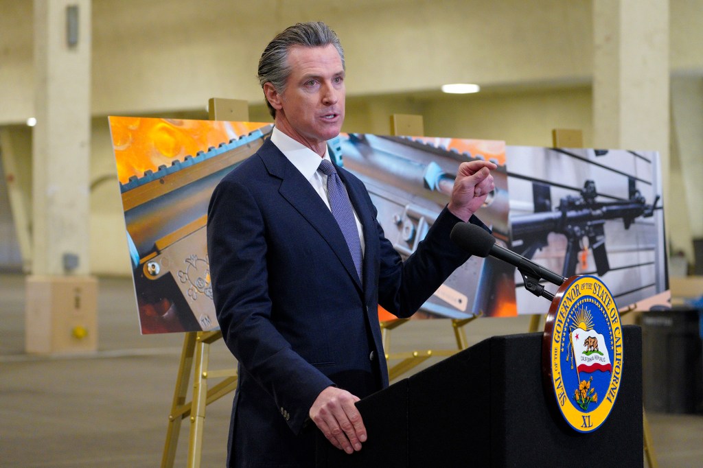 California Gov. Gavin Newsom, above, previously backed state legislation that would allow for private citizens to enforce the state's ban on assault weapons.