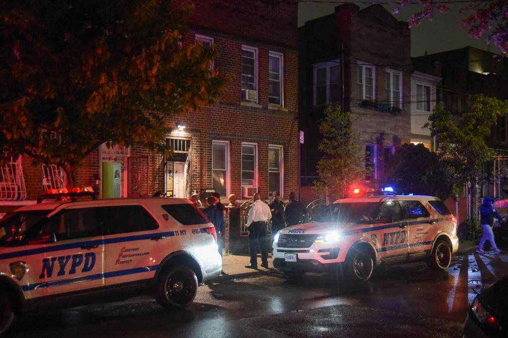 Police at the scene of a shooting in East New York, Brooklyn on May 28, 2022.