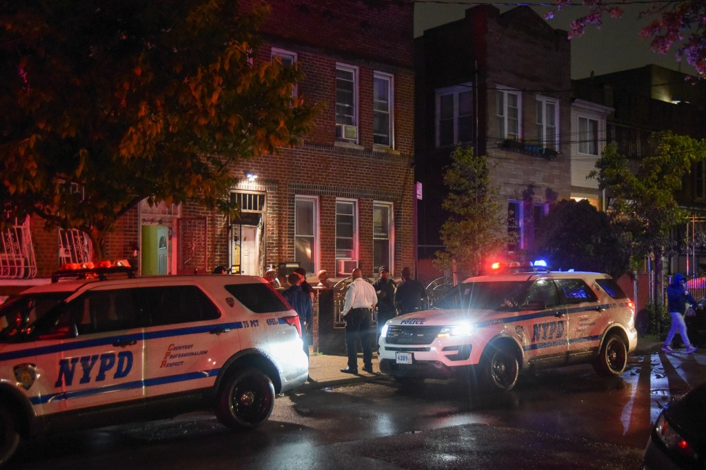 Police at the scene of a shooting in East New York, Brooklyn on May 28, 2022.