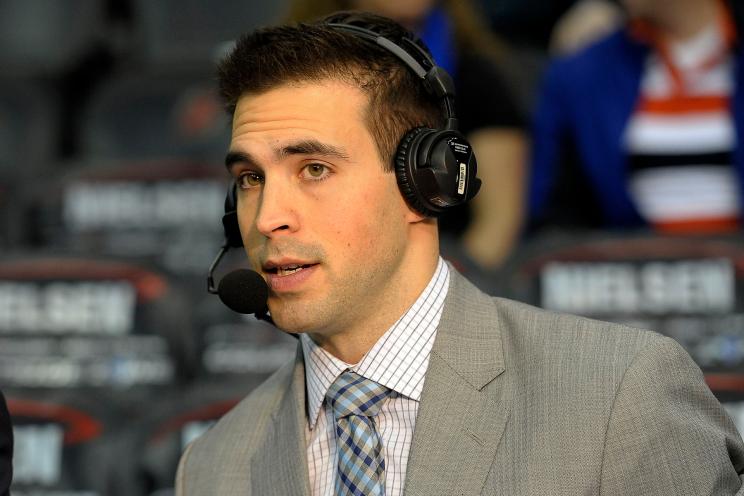 Announcer Joe Davis of Fox Sports before the game between the Seton Hall Pirates and the Creighton Bluejays at the Prudential Center on January 9, 2016 in Newark, New Jersey.