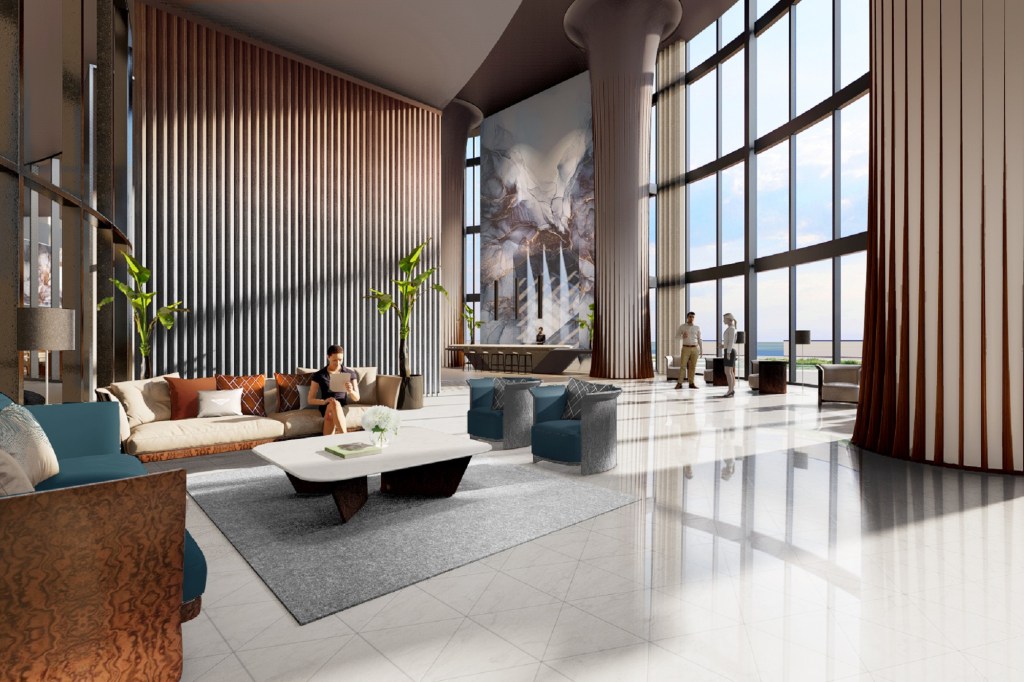 Rendering of interior of the Bentley Residences.