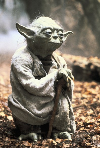 Jedi Master Yoda on the swamp planet Dagobah.