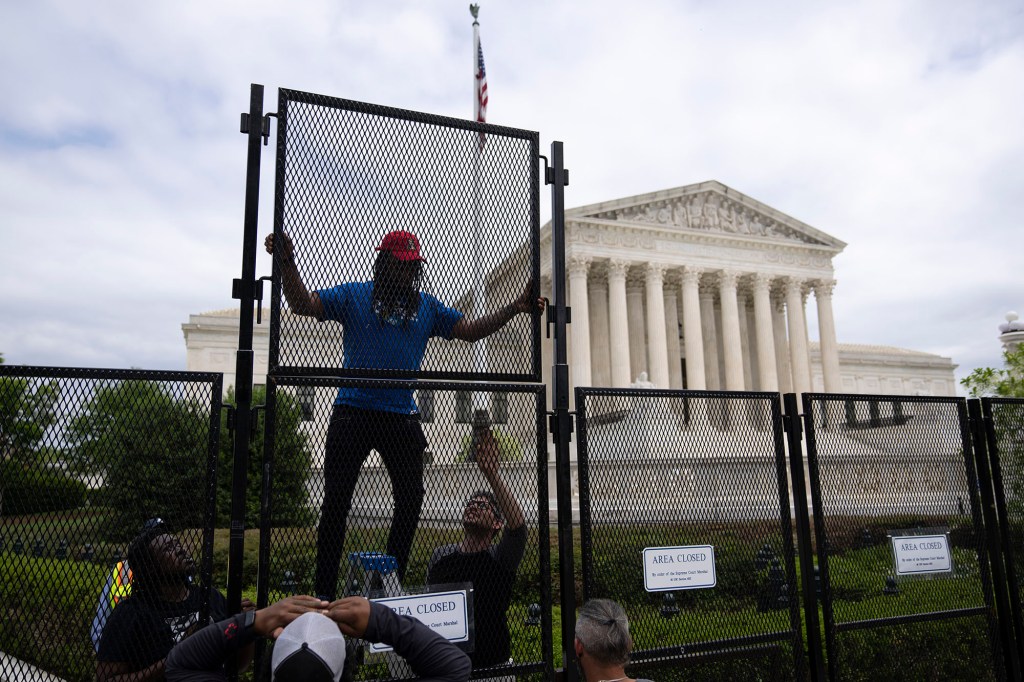 The extra security measures come amid protests in Washington in response to a leak of an opinion draft that would overturn Roe v. Wade.