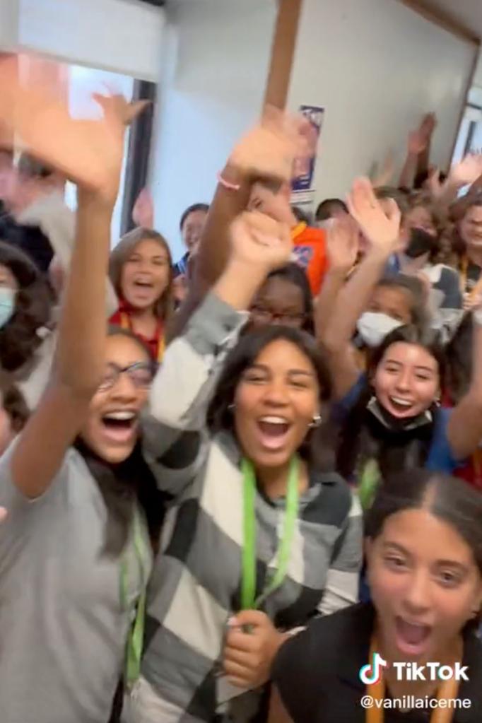 Middle school students mobbed the cafeteria after seeing rapper Vanilla Ice.