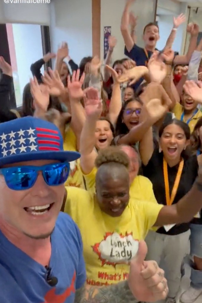 Rapper Vanilla Ice was delighted to see the "Lunch Lady Squad,” inspiring students.