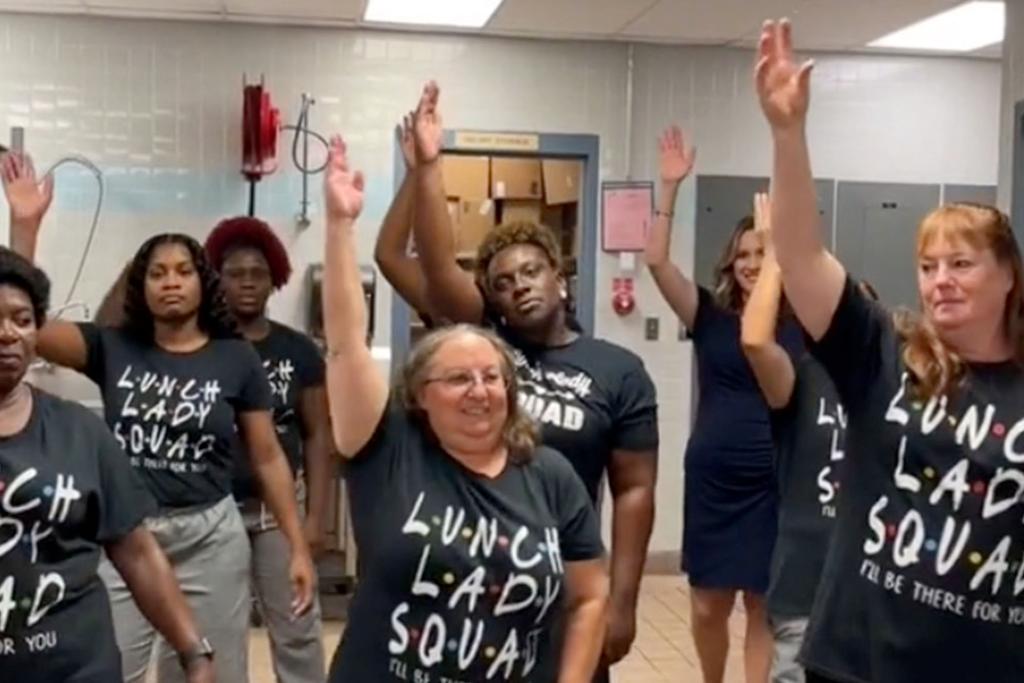 A group of cafeteria workers in Wellington Landings Middle School grew viral on TikTok as the "Lunch Lady Squad.