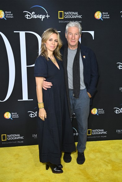 Alejandra Silva and Richard Gere attend National Geographic Documentary Films' WE FEED PEOPLE New York Premiere at SVA Theater.