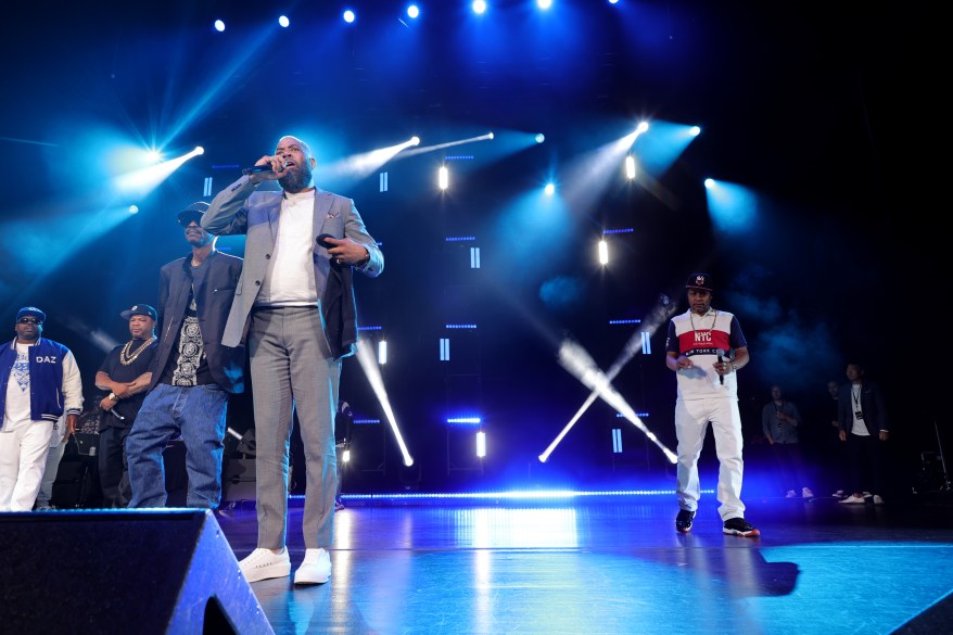 From left to right — Daz, Xzibit, Kurupt, The DOC and DJ Quik address attendees during a performance during the 2022 Tribeca Festival at Beacon Theatre on June 10, 2022 in New York City.