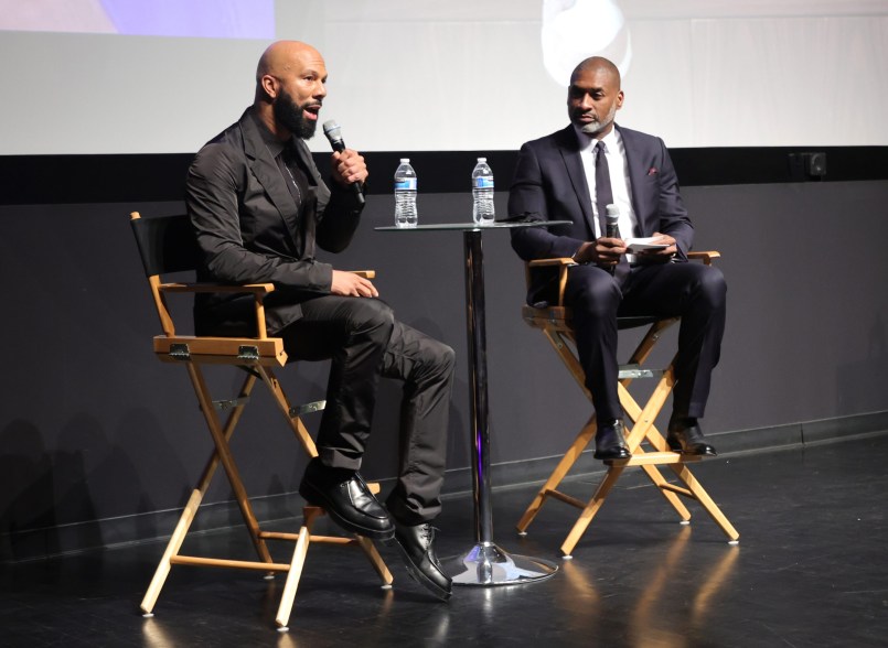 Common and Charles Blow speak during The Harry Belafonte Voices For Social Justice Award at the 2022 Tribeca Film on June 15, 2022.