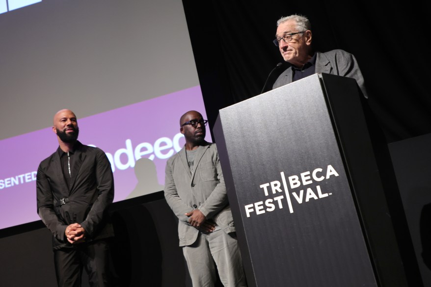 Robert De Niro speaks on stage during The Harry Belafonte Voices For Social Justice Award at the 2022 Tribeca Film Festival on June 15, 2022.