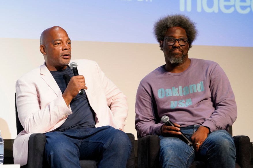 Alonzo Bodden and W. Kamau Bell speak on stage during A&E's "Right to Offend: The Black Comedy Revolution" at Tribeca Film Festival on June 16, 2022.