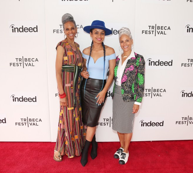 From left to right — Fredrika Newton, director A.K. Sandhu and Dana King of the film, For Love and Legacy line up for a photo on the red carpet at the 2022 Tribeca Festival on June 18, 2022 in New York City.