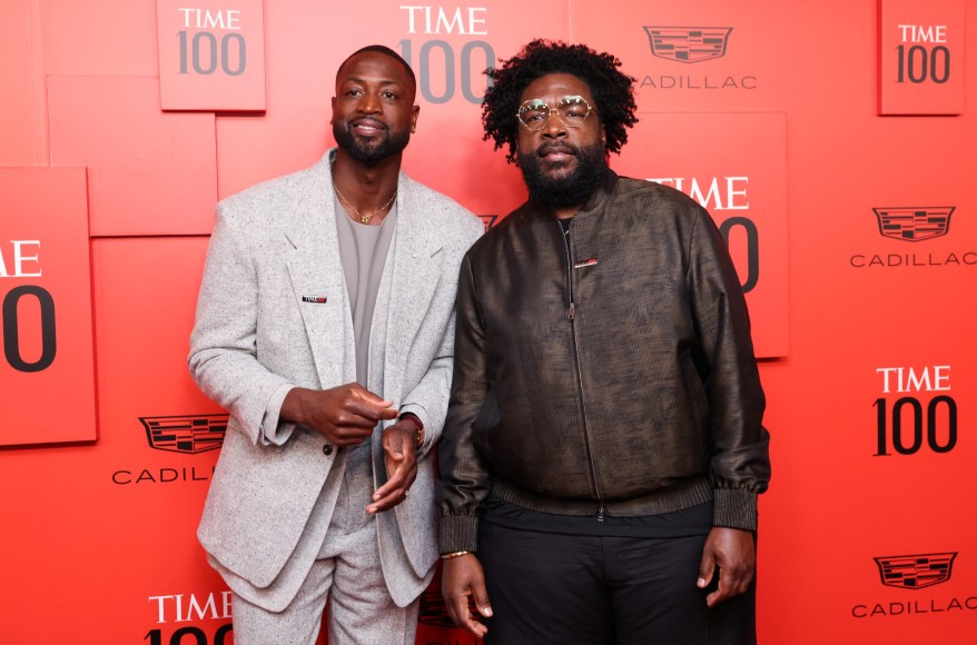 NBA legend Dwyane Wade and Questlove arrive for the Time 100 Gala. Questlove was honored for his long career as the drummer of the Roots.