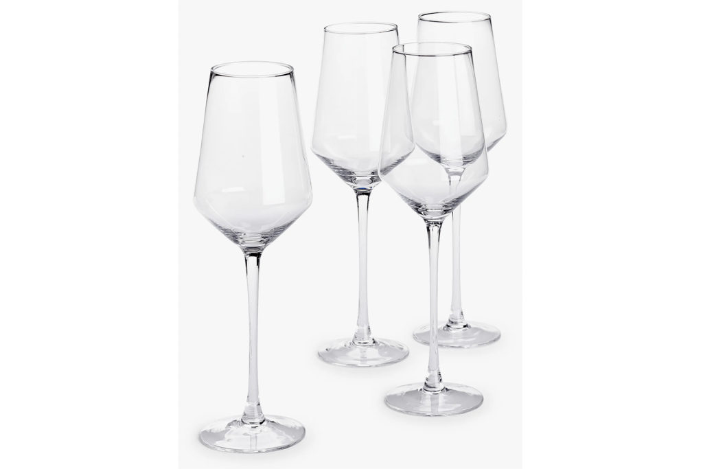 A set of four wine glasses