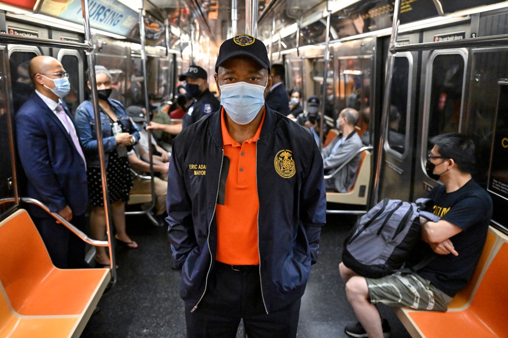 Mayor Eric Adams joined transit police on a regular subway train inspection