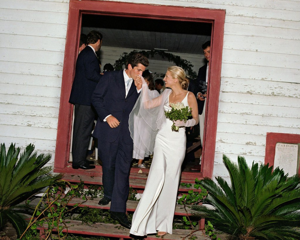 JFK Jr. and Carolyn Bessette leave their wedding.