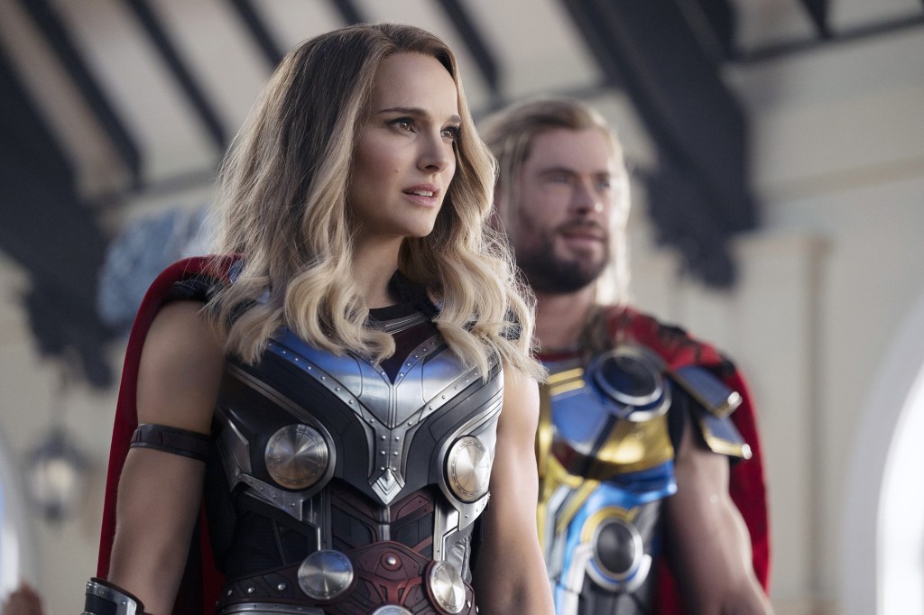 Natalie Portman and Chris Hemsworth in "Thor: Love and Thunder"