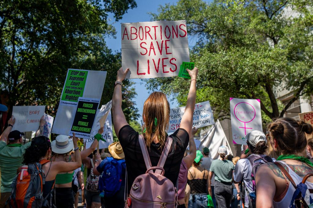 A pro-abortion protestor in Austin, Texas.