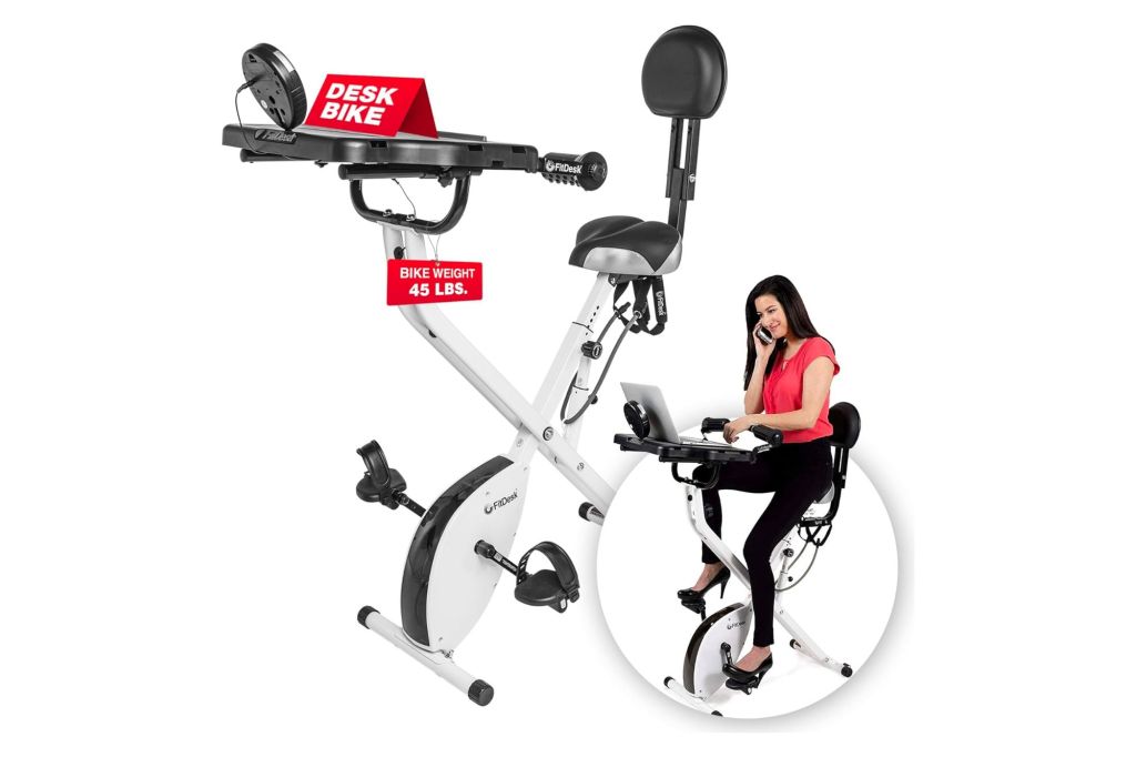 Recumbent bike with desk top.